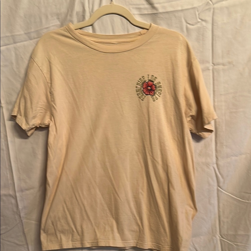 Cream Short Sleeve Tee with Emblem